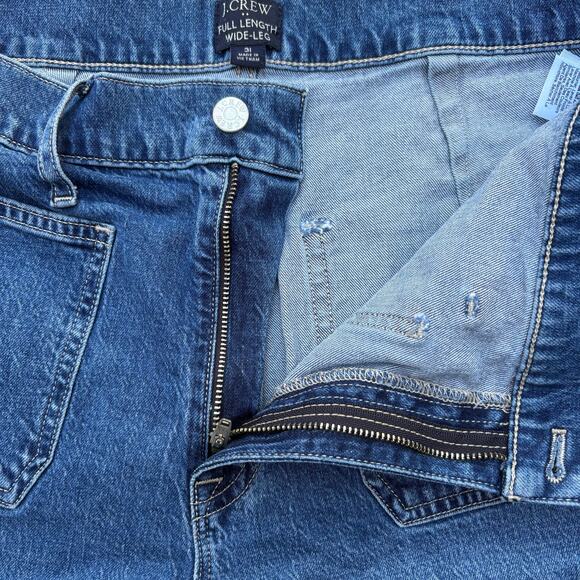 J. Crew Jeans Sz 31 Full Length Wide Leg Faded Med Wash High Rise Casual Skater - Picture 7 of 10